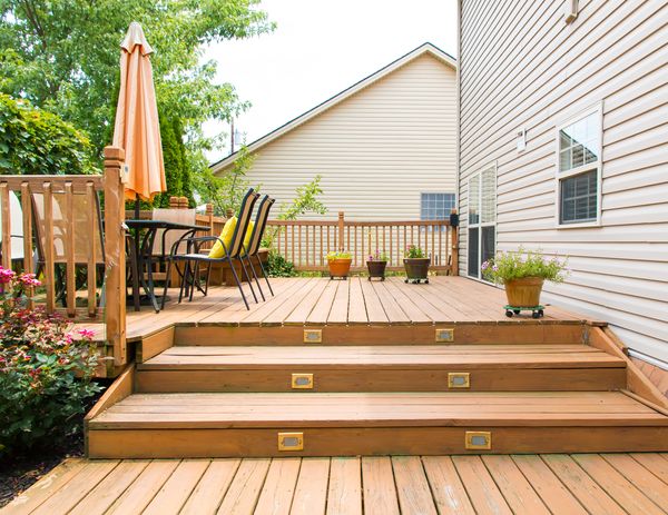 wooden deck with stairs