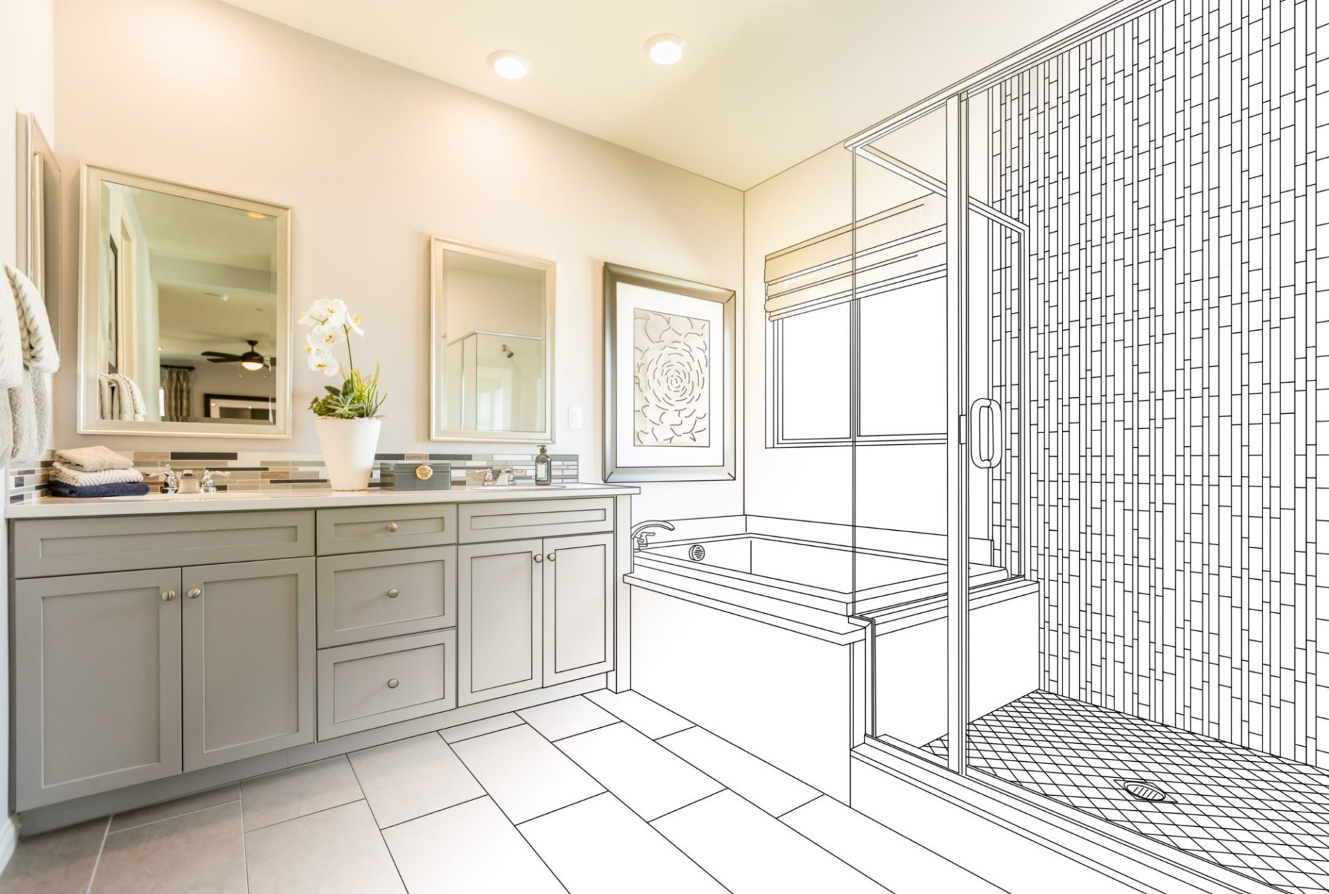 Bathroom 3D rendering