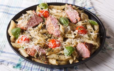 Beef and Blue Cheese Penne with Pesto